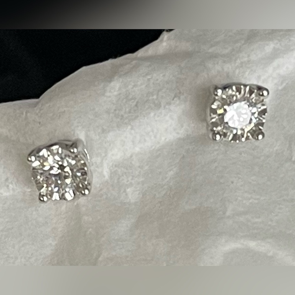 Source Unknown Silver Sparkle Stud Earrings - image 3